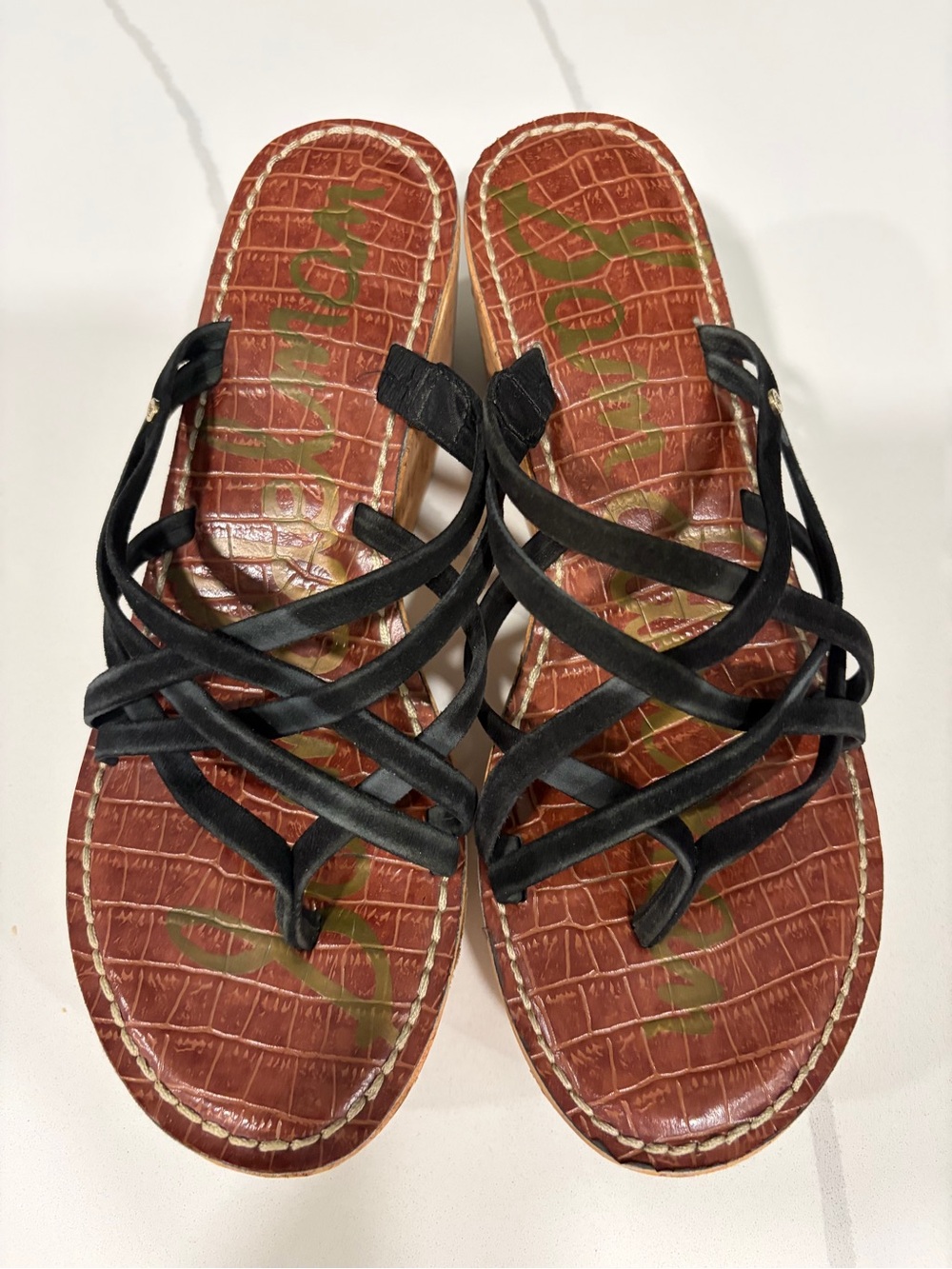 Sam Edelman Black Strappy Slide Sandals